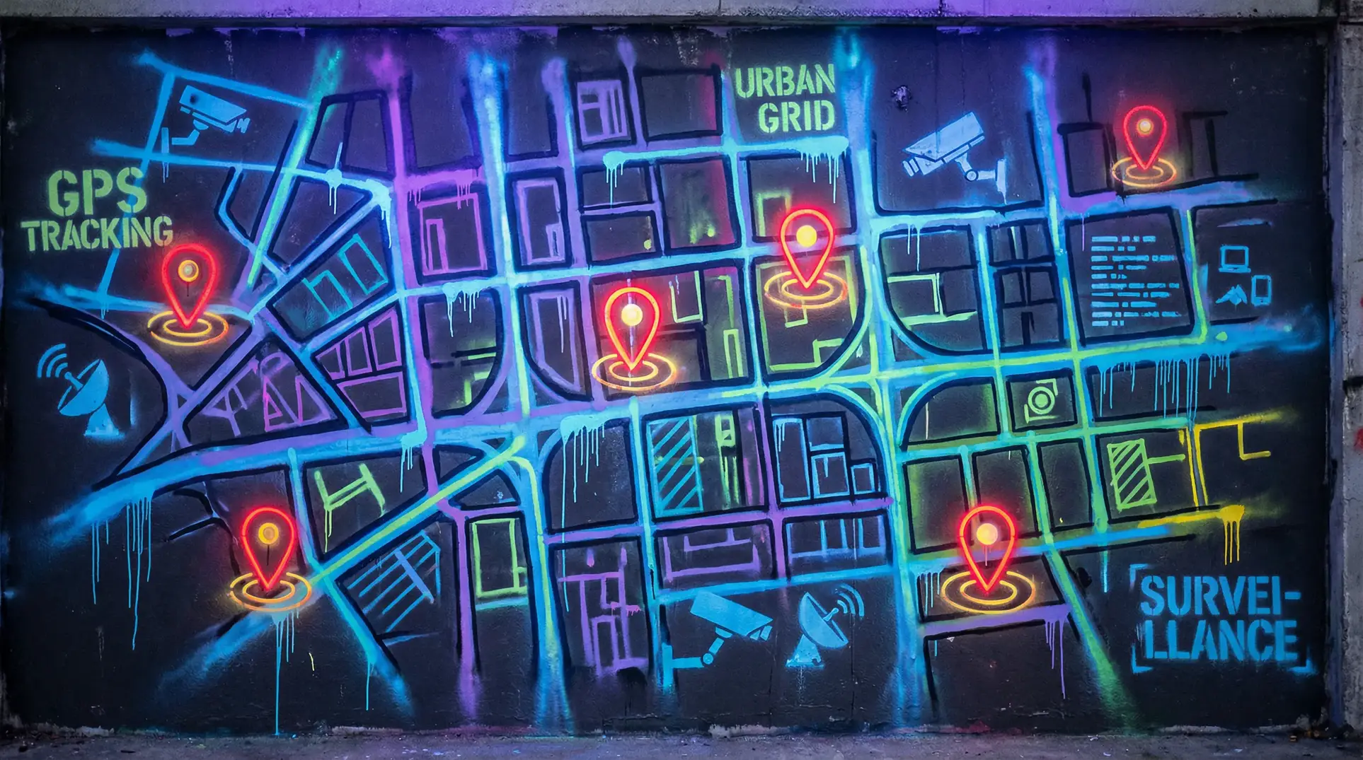 唐人十次啦 狗仔追踪地图 - 城市涂鸦风格